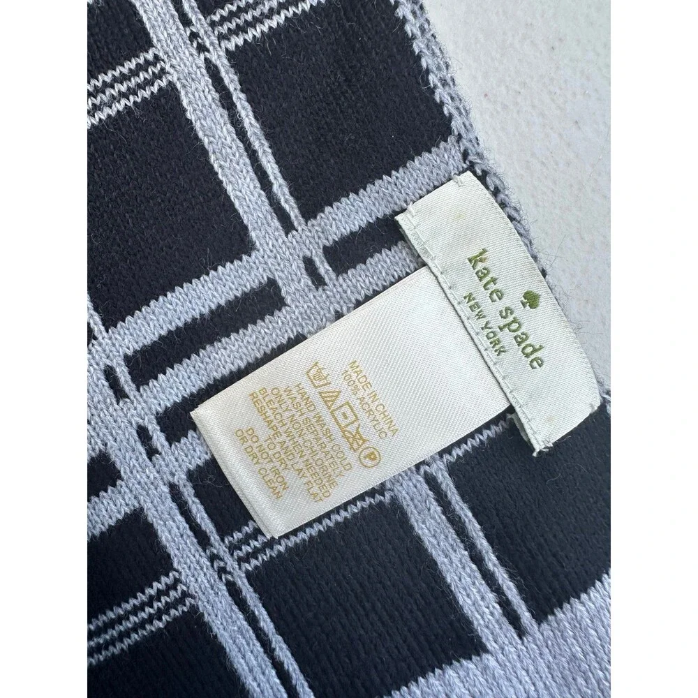 NWOT Kate Spade New York Plaid Grey Melange Black Bow Muffler Beanie Hat Set OS